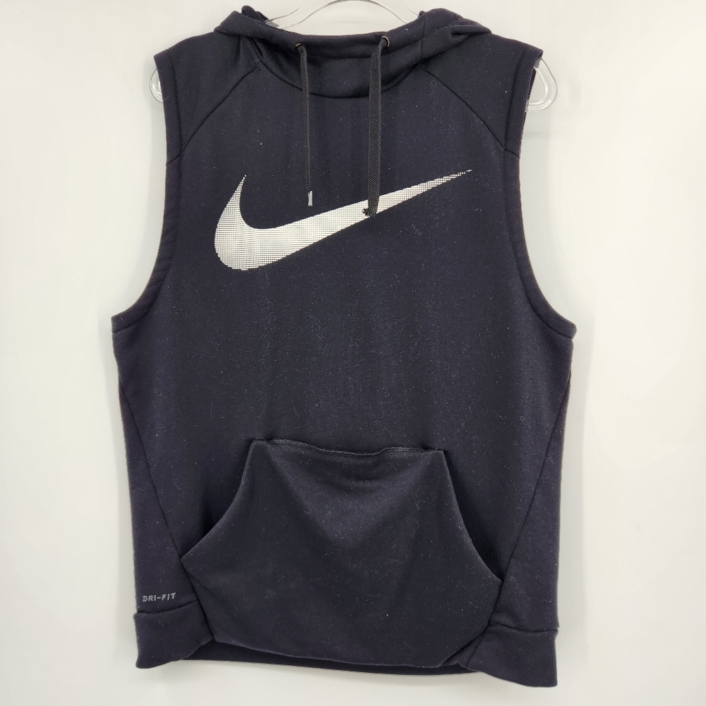 Nike Black Dri Fit Sleeveless Training Hoodie Mens Size Medium